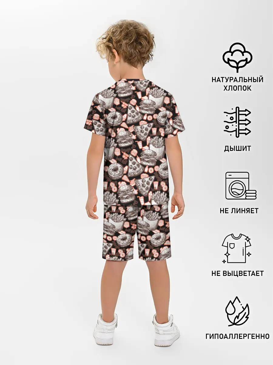 Детская пижама с шортами / Фастфуд / Fast food