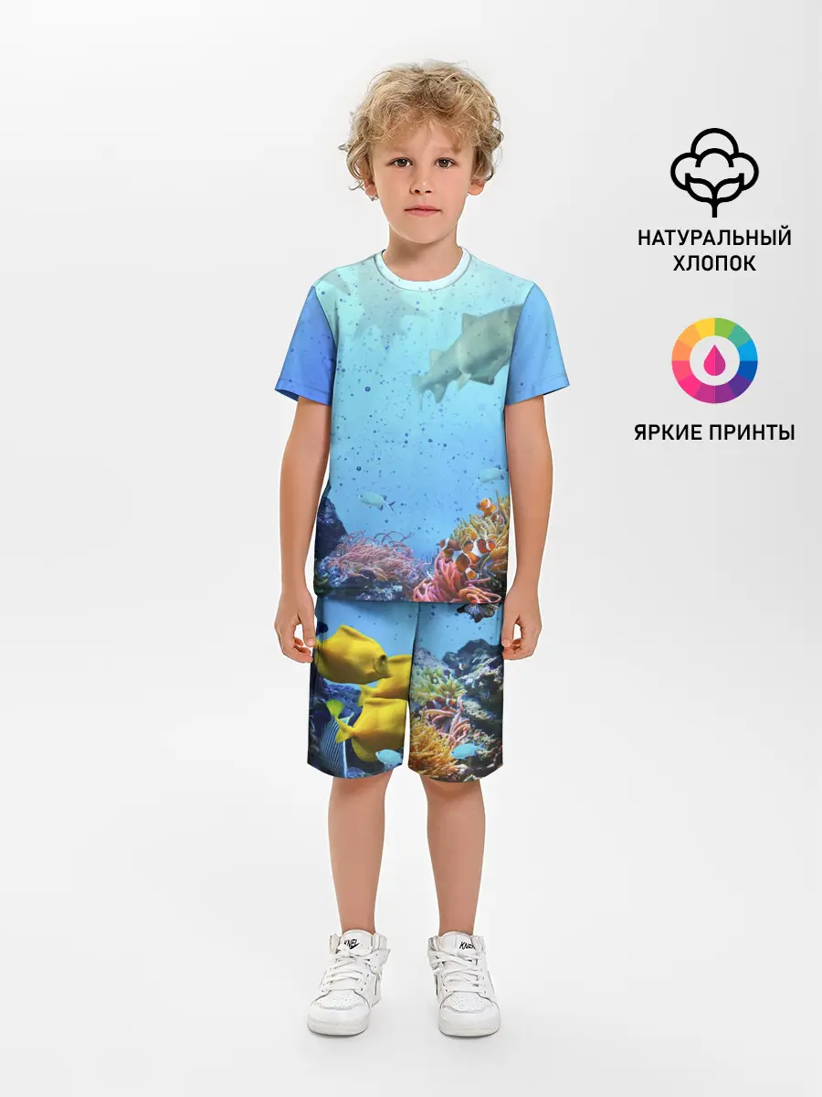 Детская пижама с шортами / акулы
