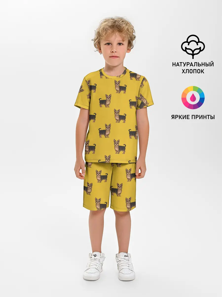 Детская пижама с шортами / Йоркширский терьер паттерн