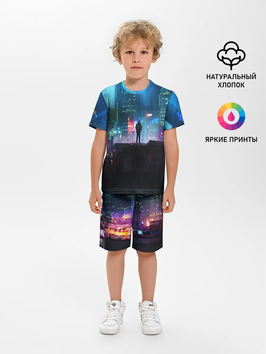 Детская пижама с шортами / CITY NEON