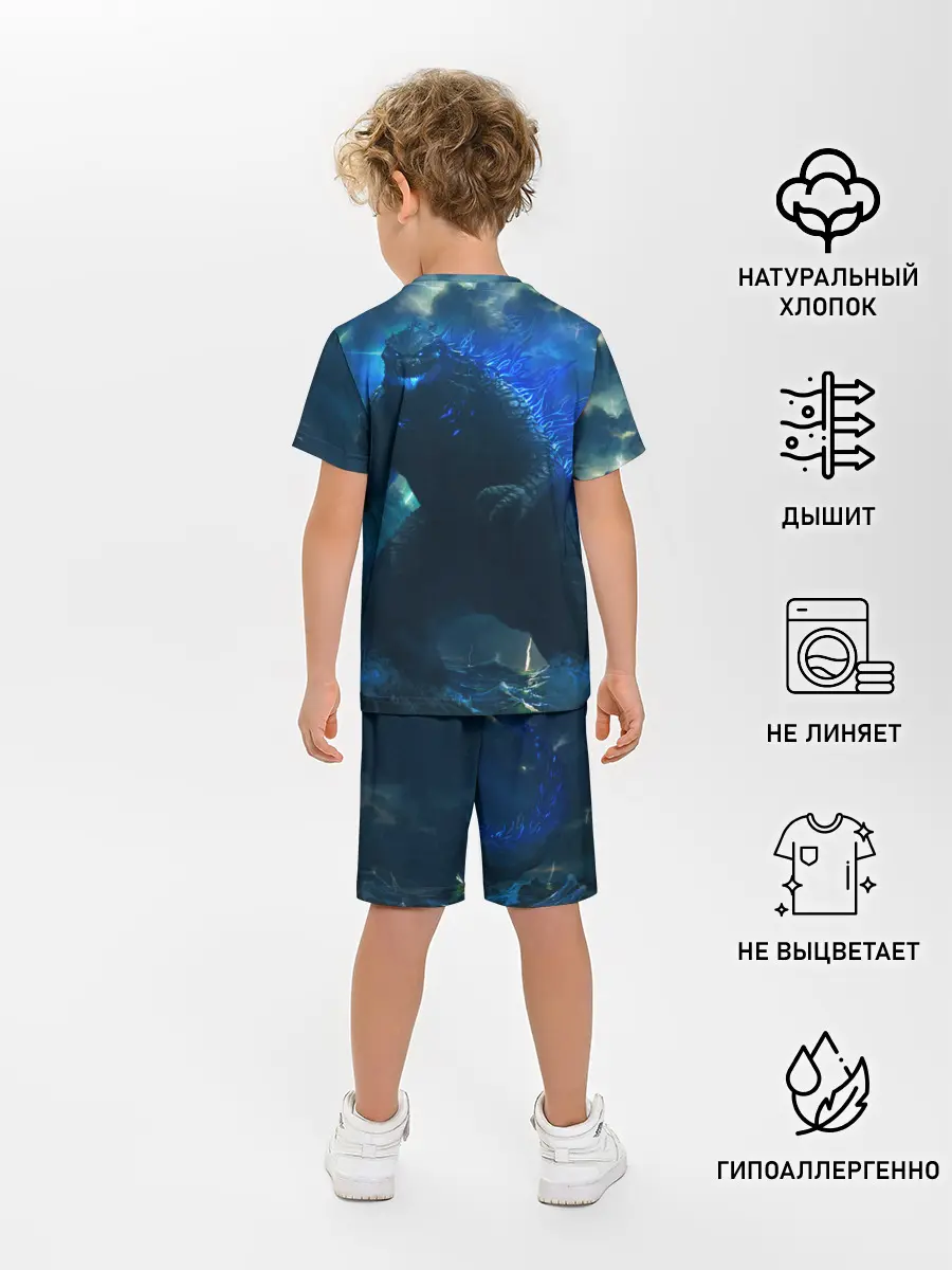 Детская пижама с шортами / ГОДЗИЛЛА В МОРЕ
