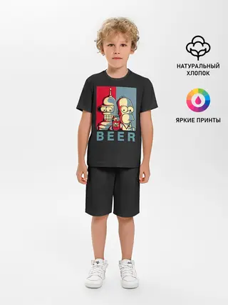 Детская пижама с шортами / Гомер х Бендер