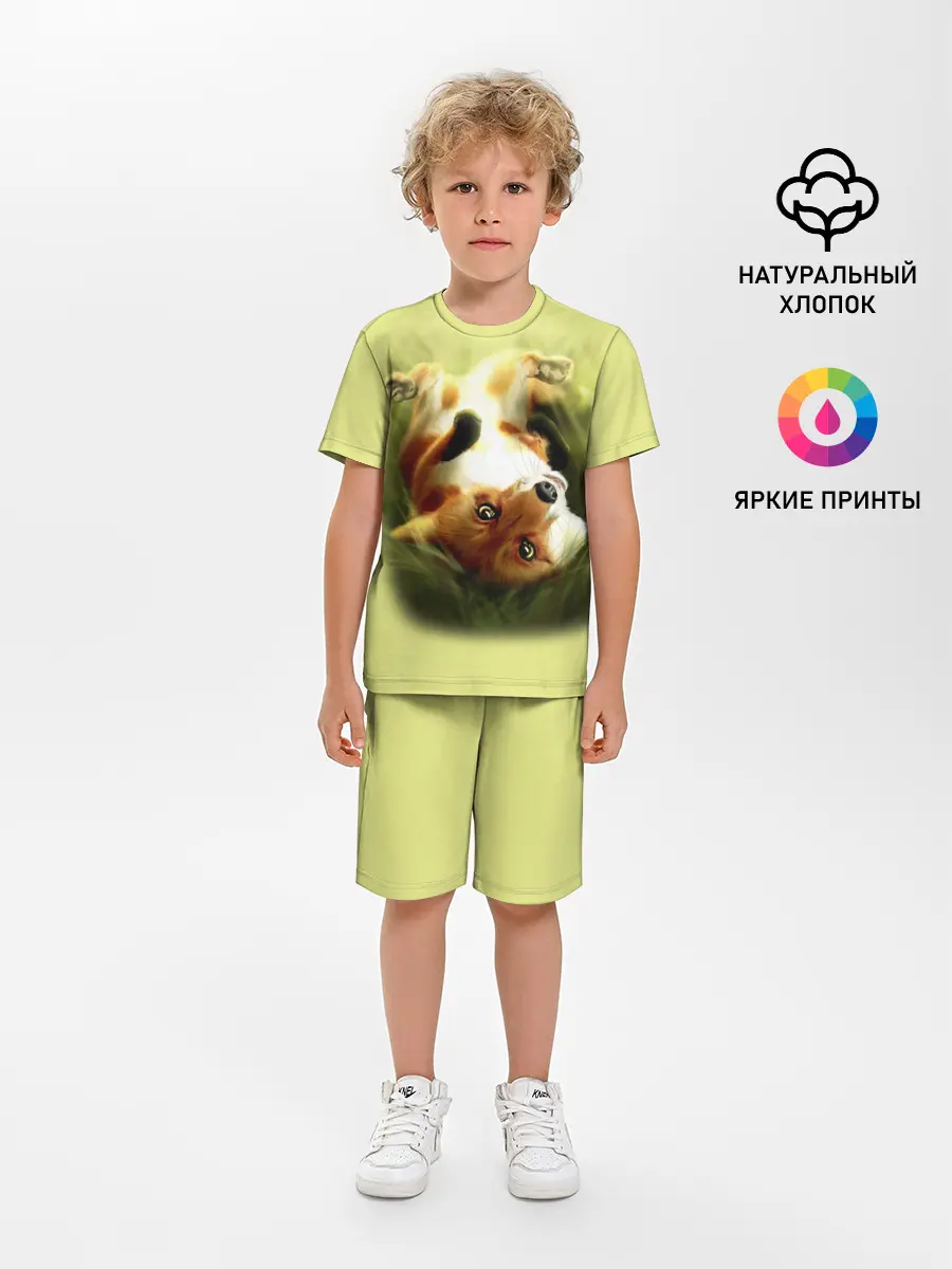 Детская пижама с шортами / Лиса на траве