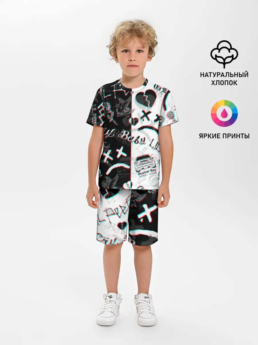 Детская пижама с шортами / LIL PEEP GLITCH | ЛИЛ ПИП ГЛИТЧ