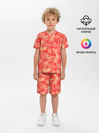 Детская пижама с шортами / Оранжевый камуфляж