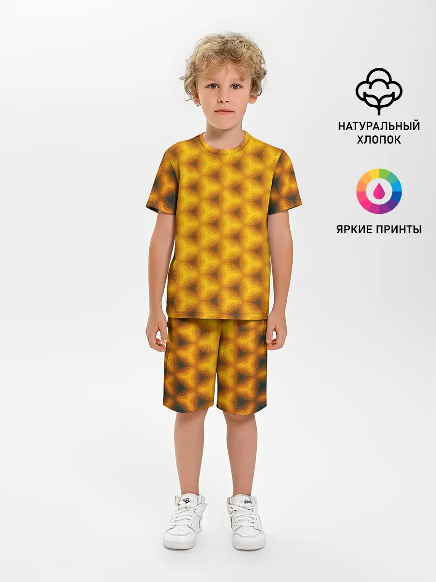 Детская пижама с шортами / Синие соты