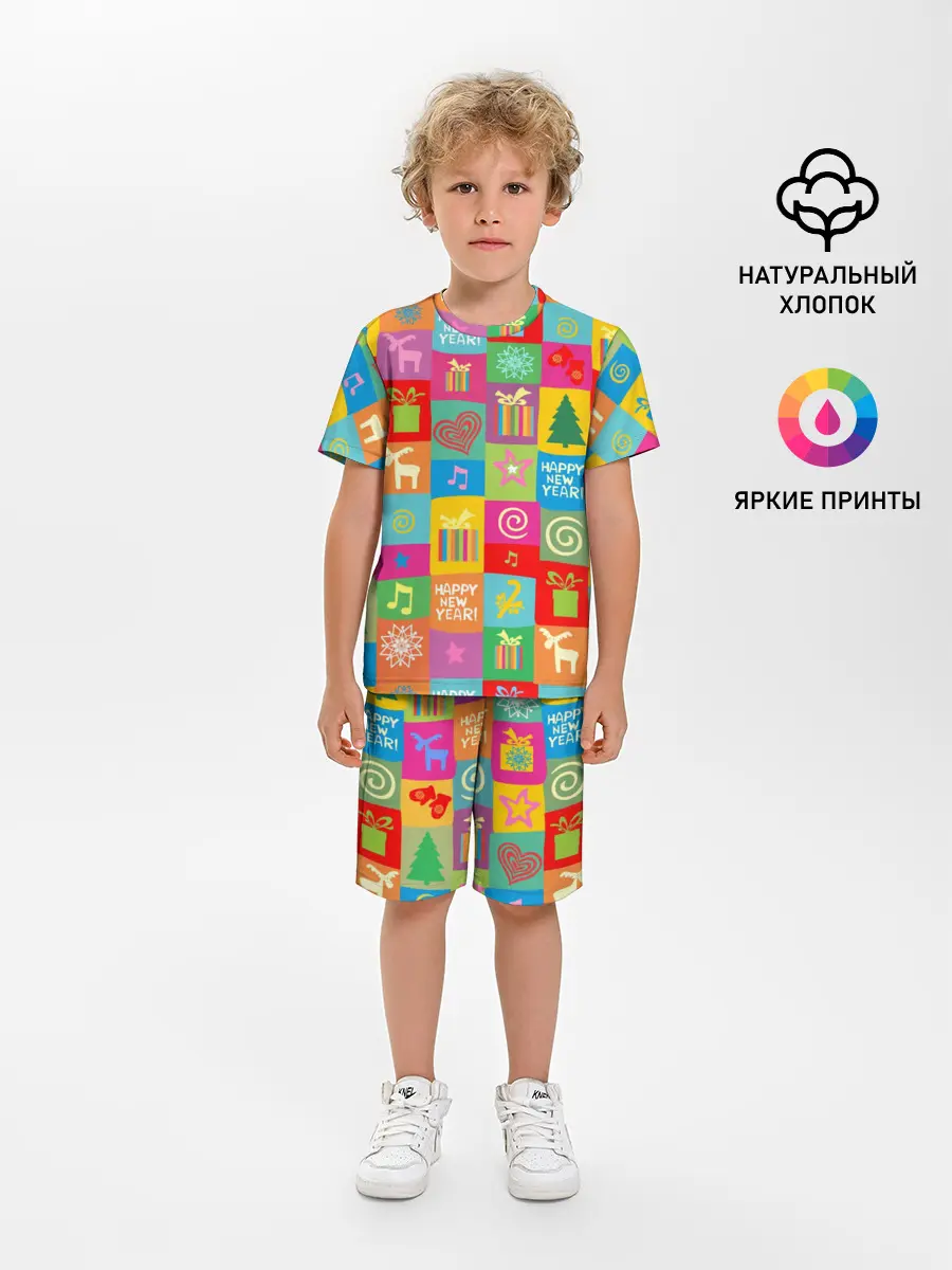 Детская пижама с шортами / Новогодний коллаж
