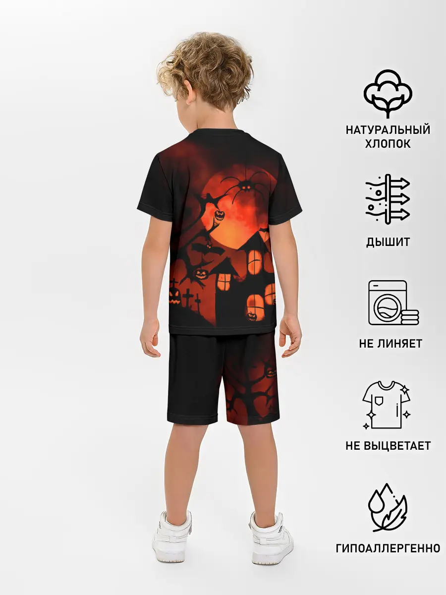 Детская пижама с шортами / Красная луна на Хэллоуин