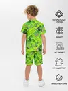 Детская пижама с шортами / Ярко-зеленый абстрактный узор