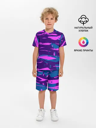 Детская пижама с шортами / CYBERSTYLE NEON CAMOUFLAGE