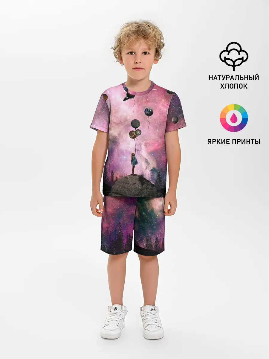 Детская пижама с шортами / Девочка и космос