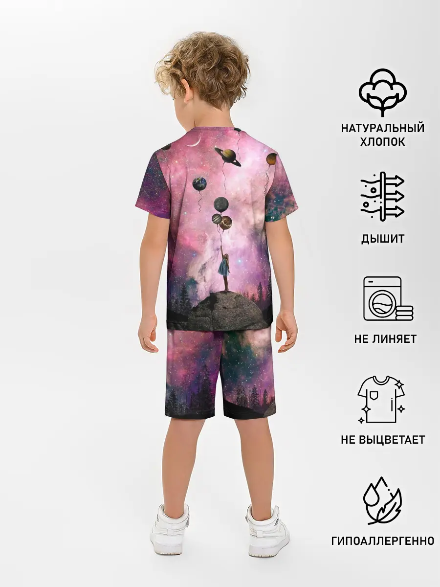 Детская пижама с шортами / Девочка и космос