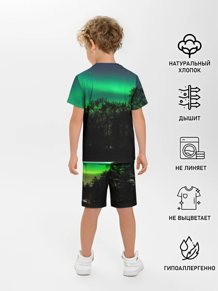 Детская пижама с шортами / Северное сияние