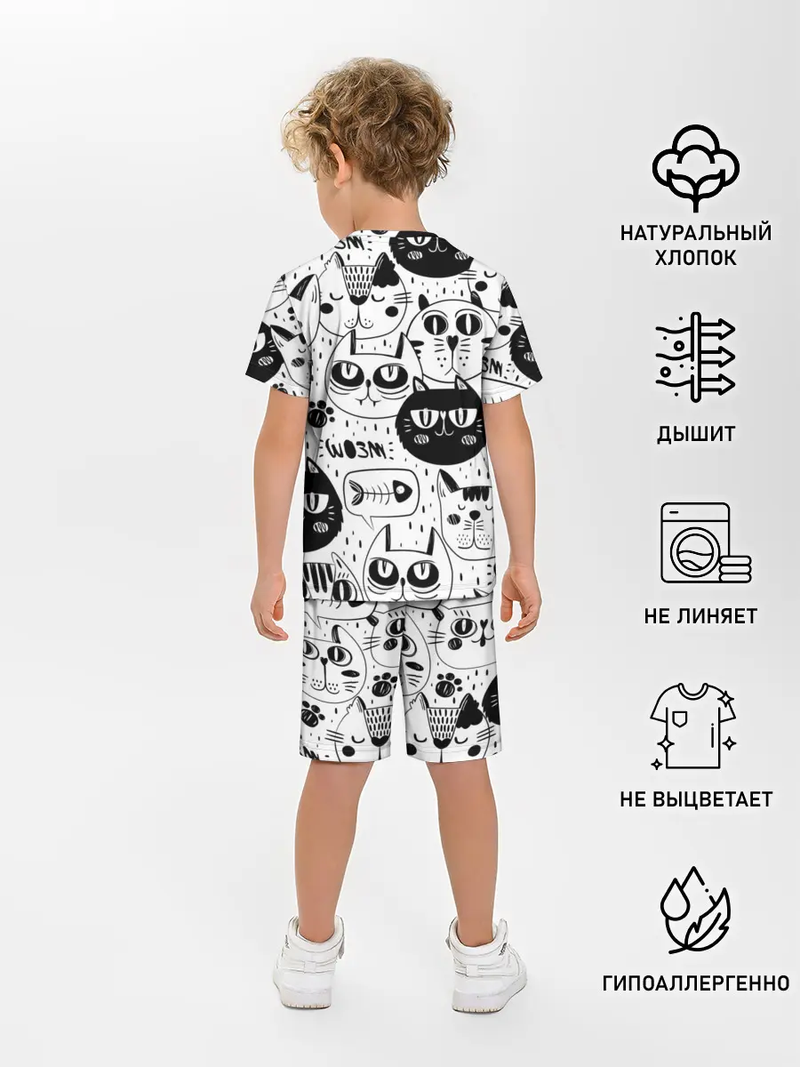 Детская пижама с шортами / Кошки
