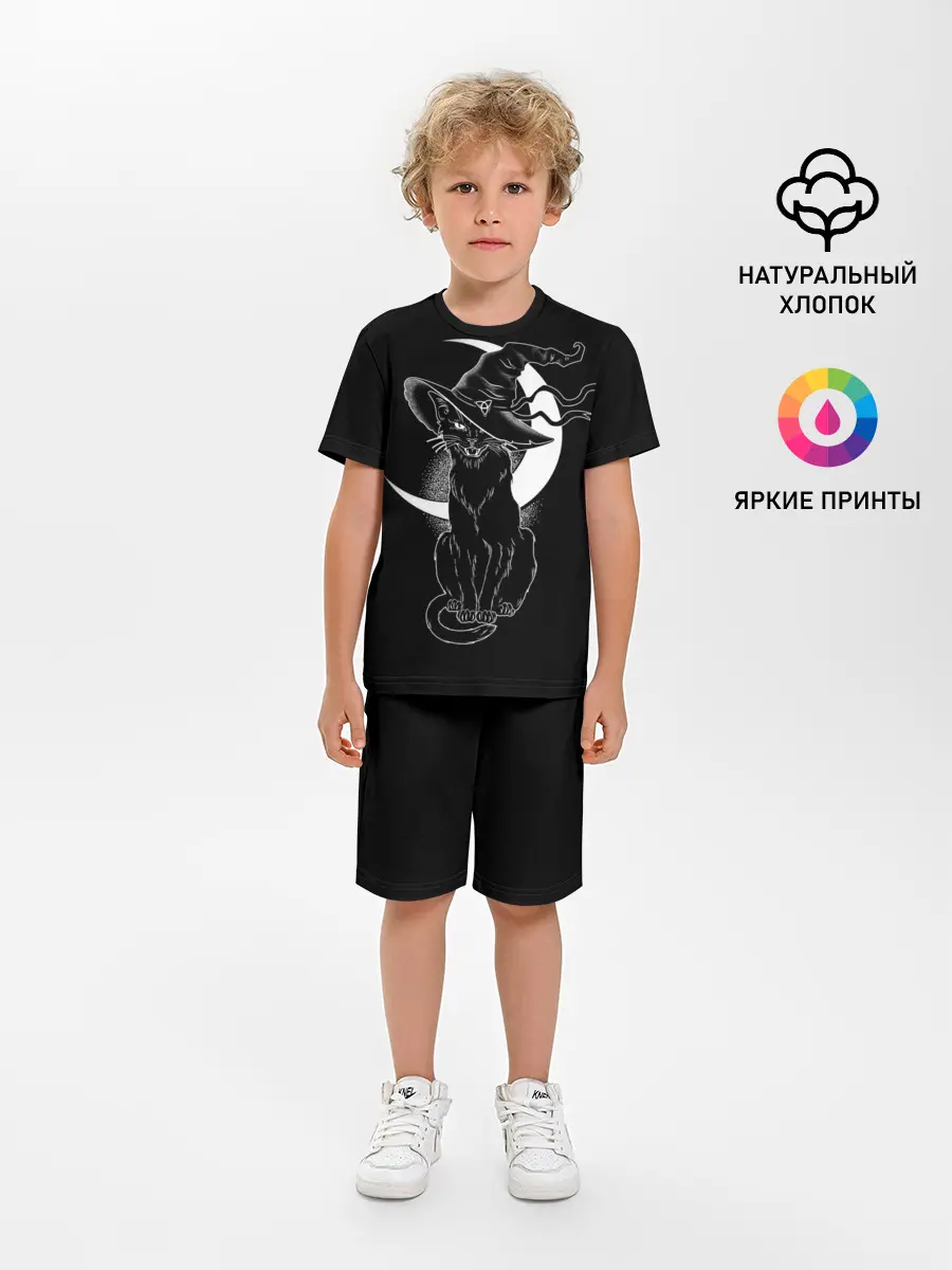 Детская пижама с шортами / Кошка колдунья