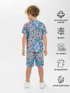 Детская пижама с шортами / Серо-синий абстрактный узор