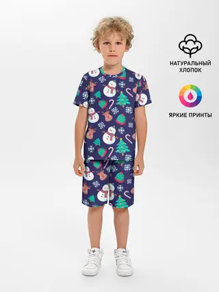 Детская пижама с шортами / Рождественский Паттерн!
