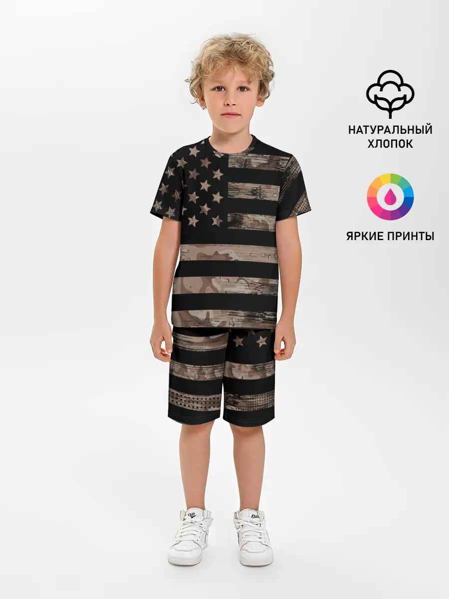Детская пижама с шортами / American Flag Camo