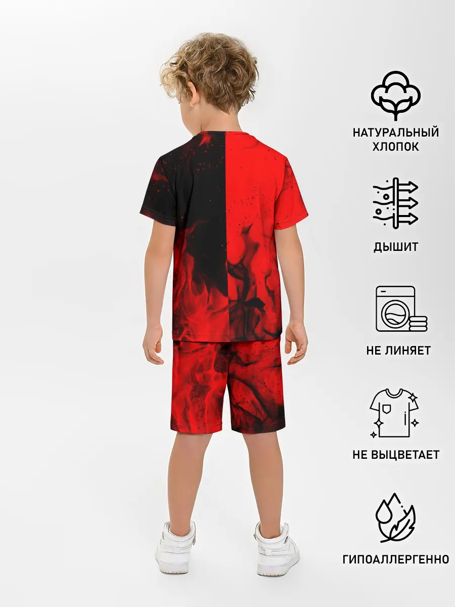 Детская пижама с шортами / BLACK RED FIRE