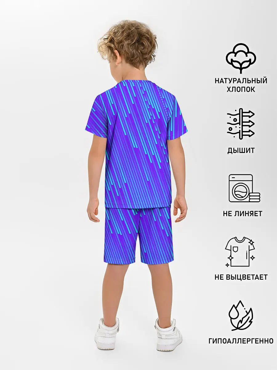 Детская пижама с шортами / Неоновые Линии