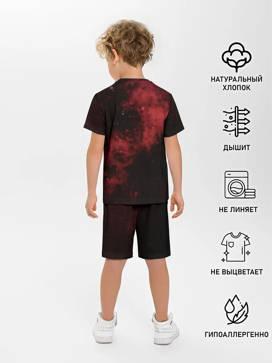 Детская пижама с шортами / Эмблема Черного клевера на космическом фоне