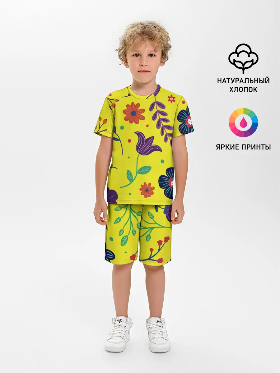 Детская пижама с шортами / Цветочный микс
