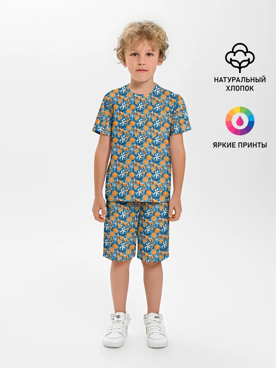 Детская пижама с шортами / АПЕЛЬСИННЫЙ ПАТТЕРН | ФРУКТЫ