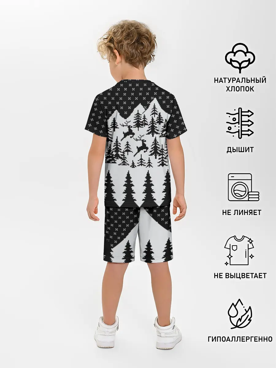 Детская пижама с шортами / Северные Олени в Горах