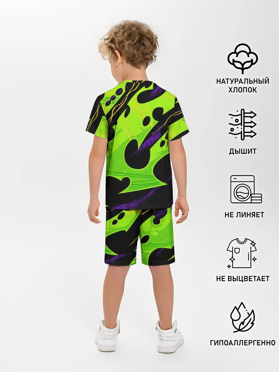 Детская пижама с шортами / КИСЛОТНАЯ ОРГАНИКА | НЕОНОВАЯ