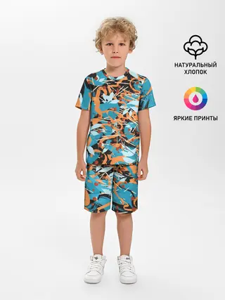Детская пижама с шортами / Яркие линии