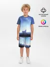 Детская пижама с шортами / силуэт корги ночь космос дымка