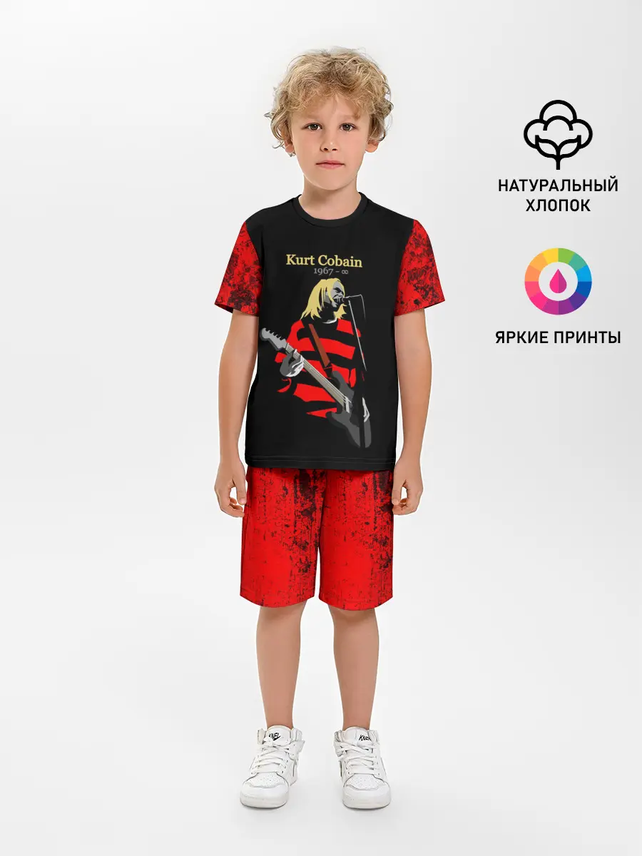 Детская пижама с шортами / КУРТ КОБЕЙН | НИРВАНА | ЛОГО