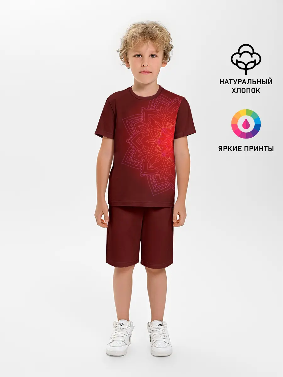 Детская пижама с шортами / Красная мандала