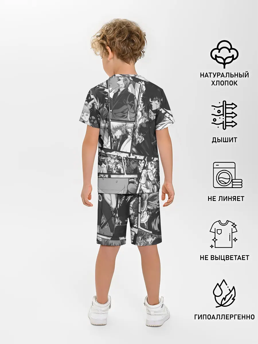 Детская пижама с шортами / EPIC MAIN ANIME CHARACTERS 3D! monochome