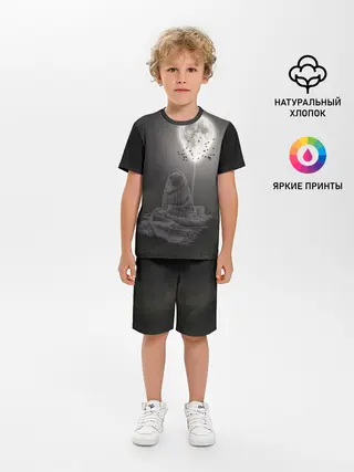 Детская пижама с шортами / Мопс и луна