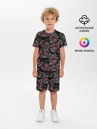 Детская пижама с шортами / Цветочная мозаика