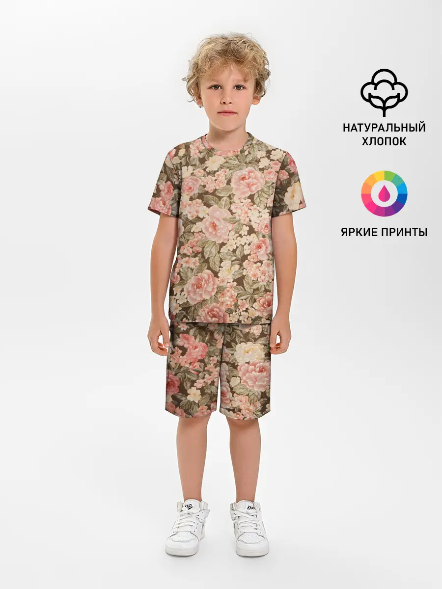 Детская пижама с шортами / Розовая поляна
