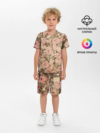 Детская пижама с шортами / Розовая поляна