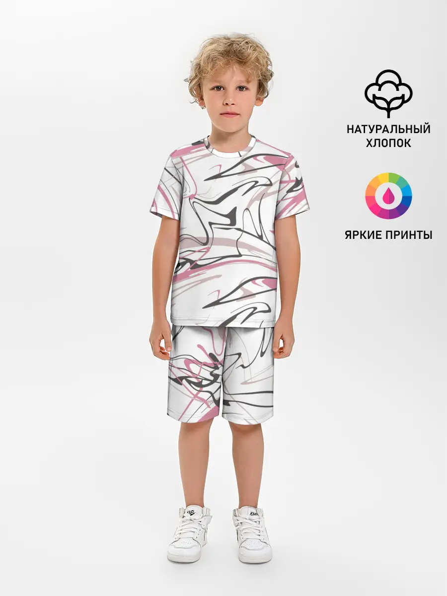 Детская пижама с шортами / Хаотичные линии