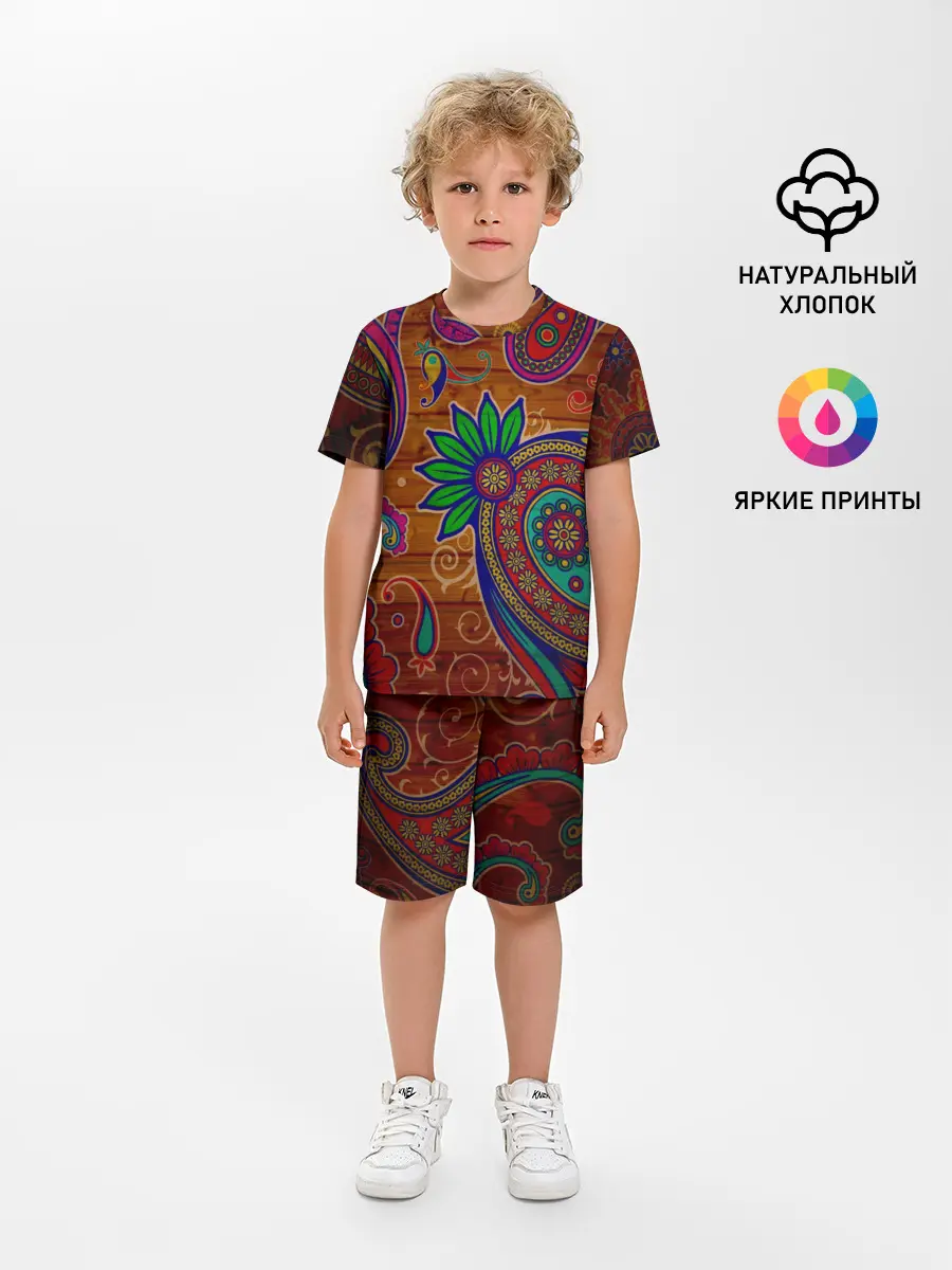 Детская пижама с шортами / узоры текстура фон