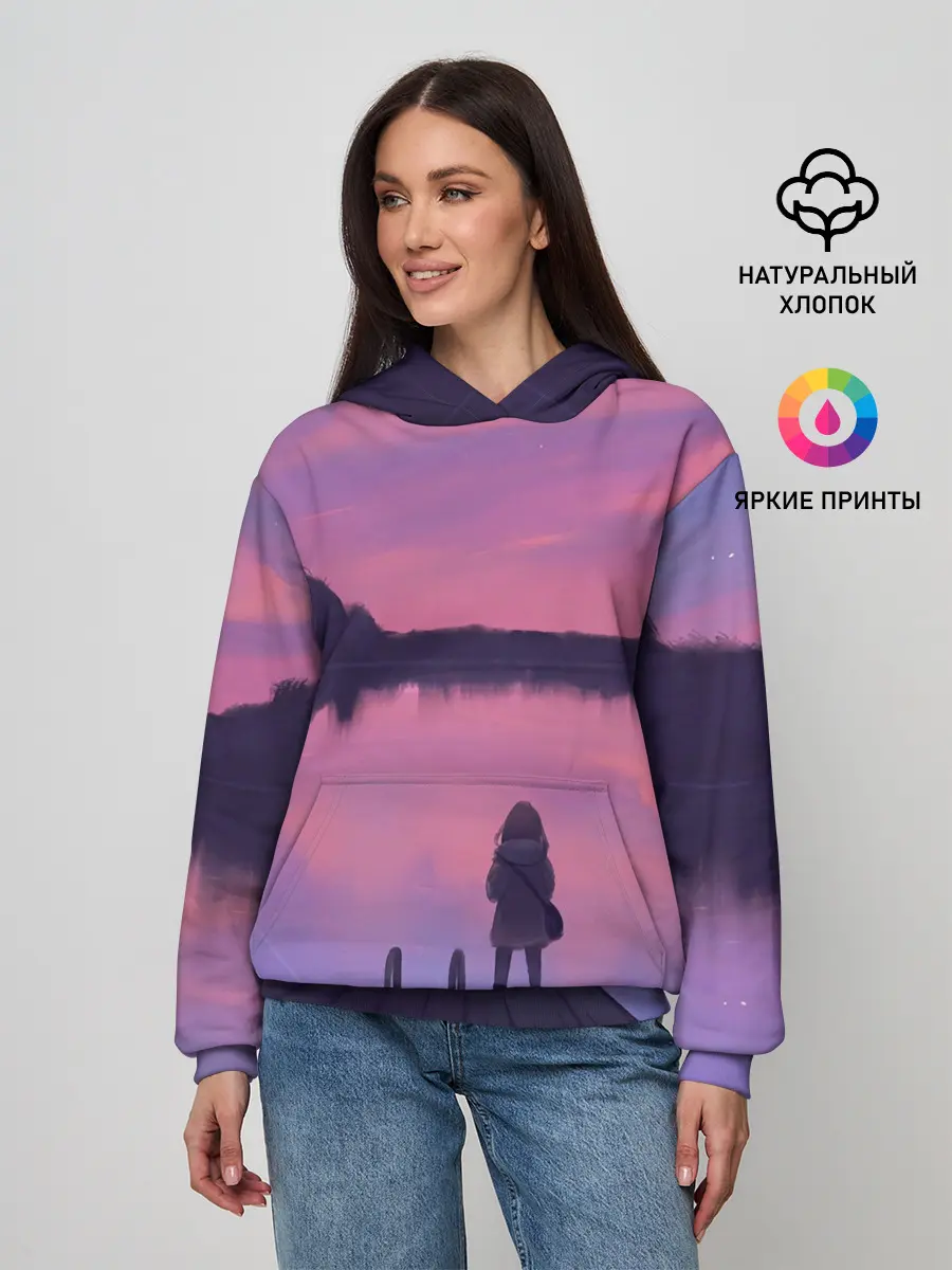 Женское худи / Закат Солнце