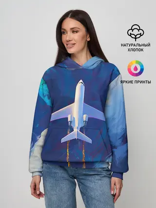 Женское худи / Самолёт на небе