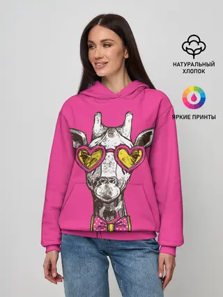 Женское худи / жираф в очках