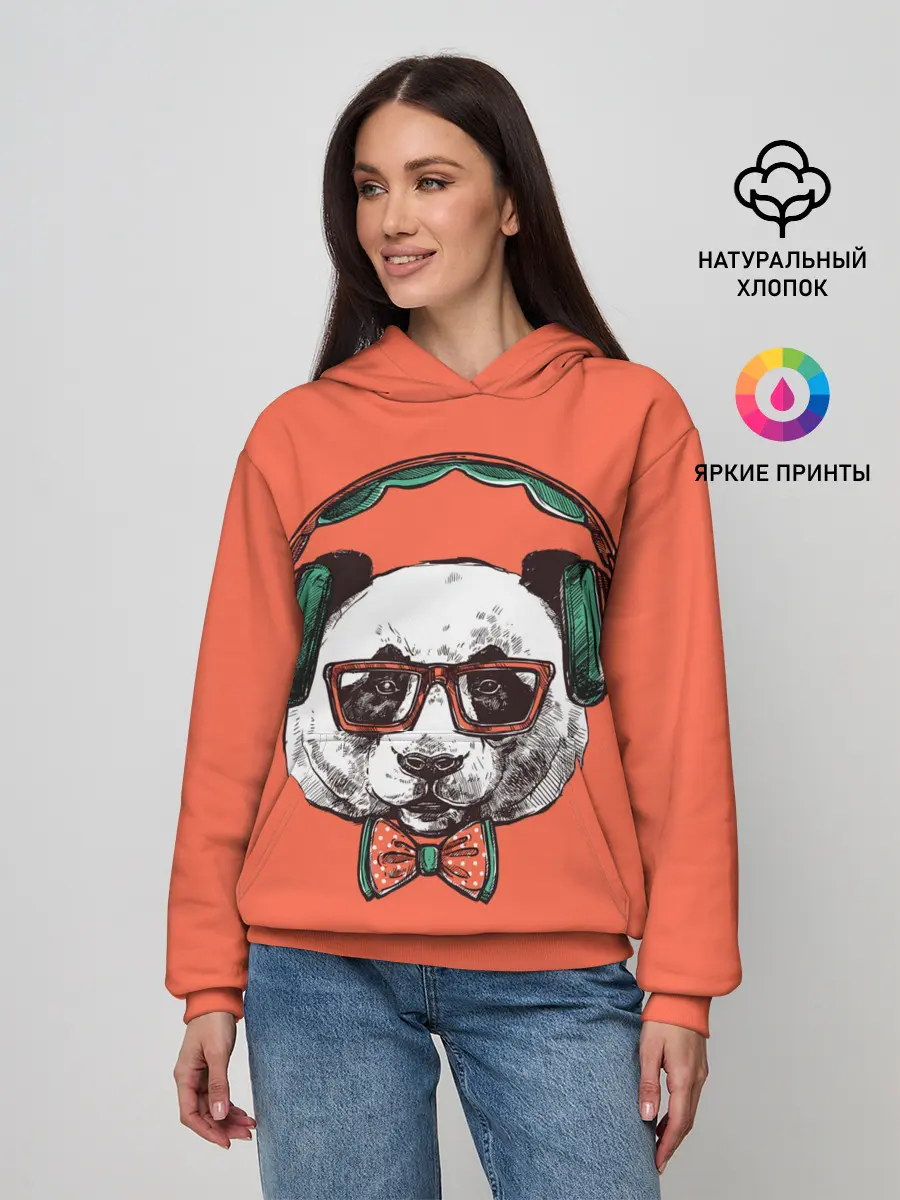 Женское худи / панда-меломан