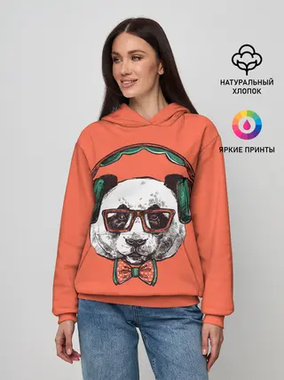 Женское худи / панда-меломан