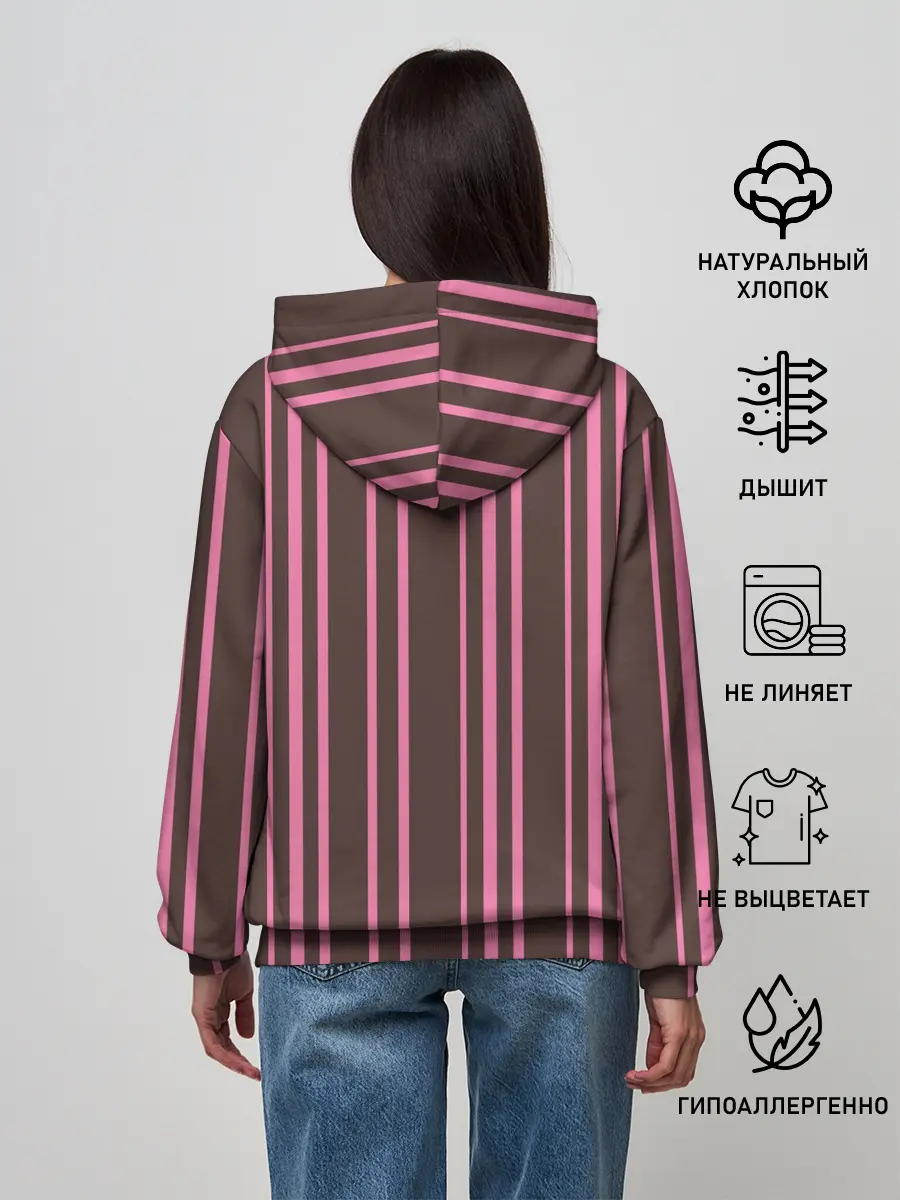 Женское худи / Чёрно-розовые линии