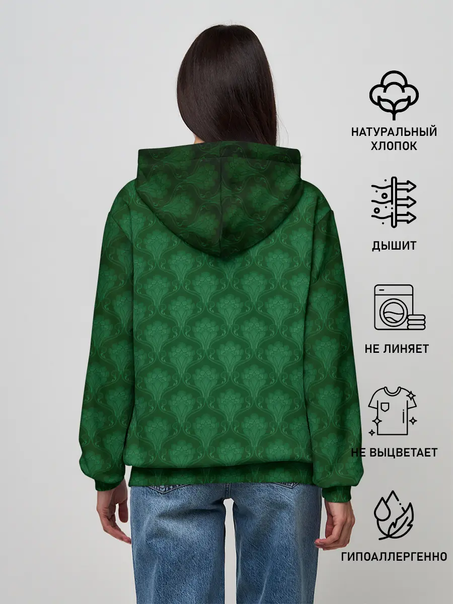 Женское худи / Готические зелёные цветы