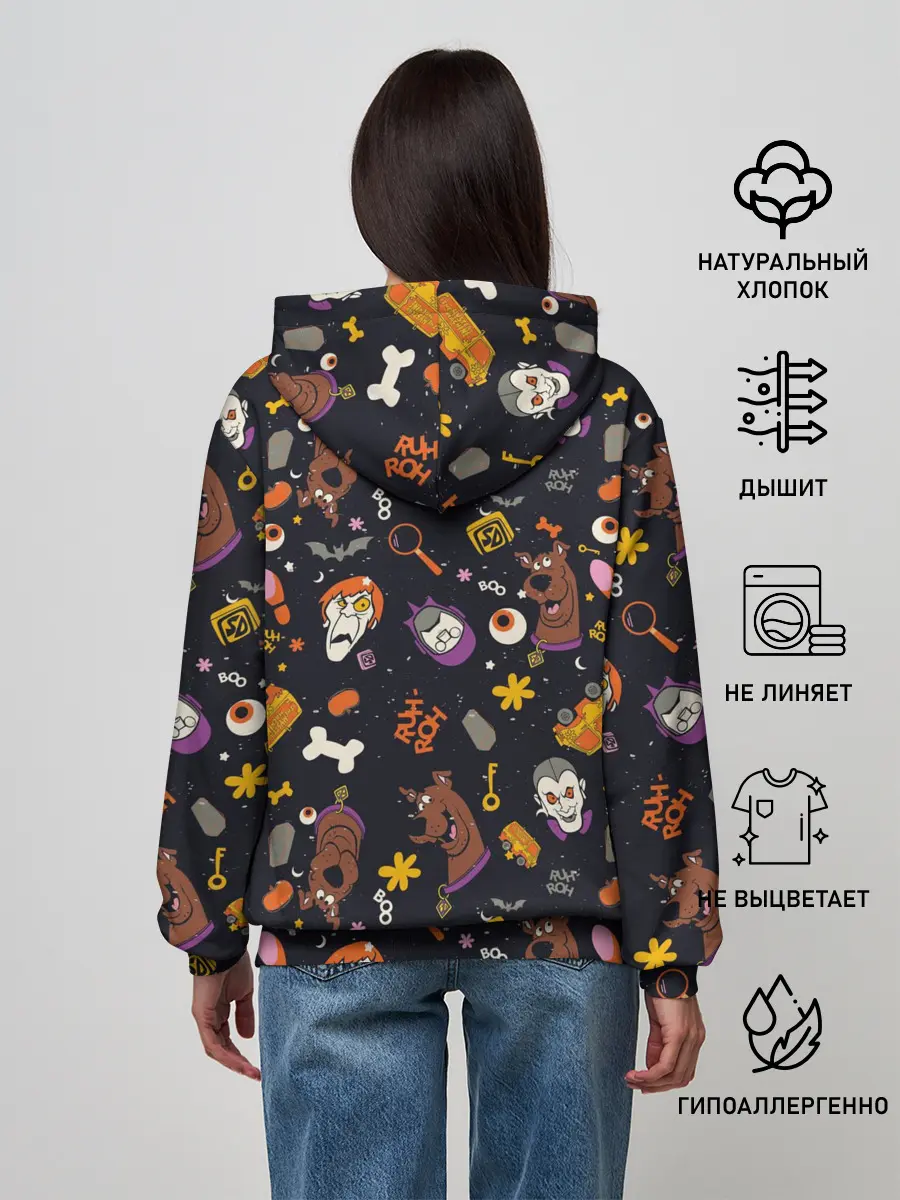 Женское худи / Скуби-Ду Хэллоуин паттерн
