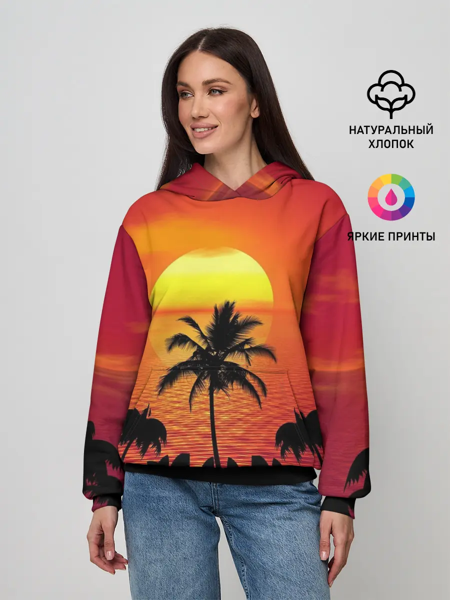 Женское худи / Пальмы на фоне моря