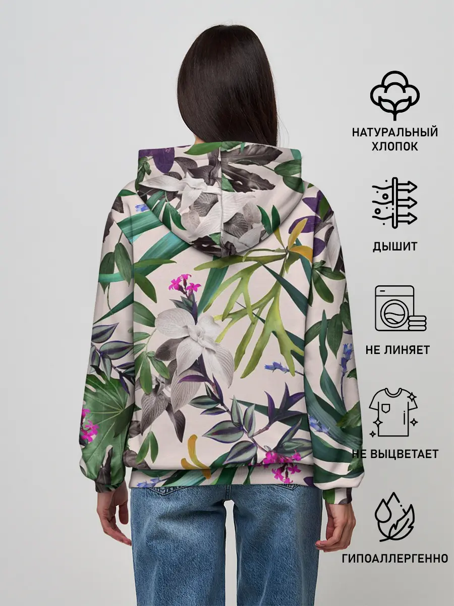 Женское худи / Череп в цветах